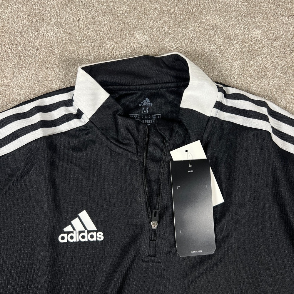 Adidas Mens Tiro 21 Training Top Black White Quarter Zip Pullover Medium NEW - Picture 3 of 7